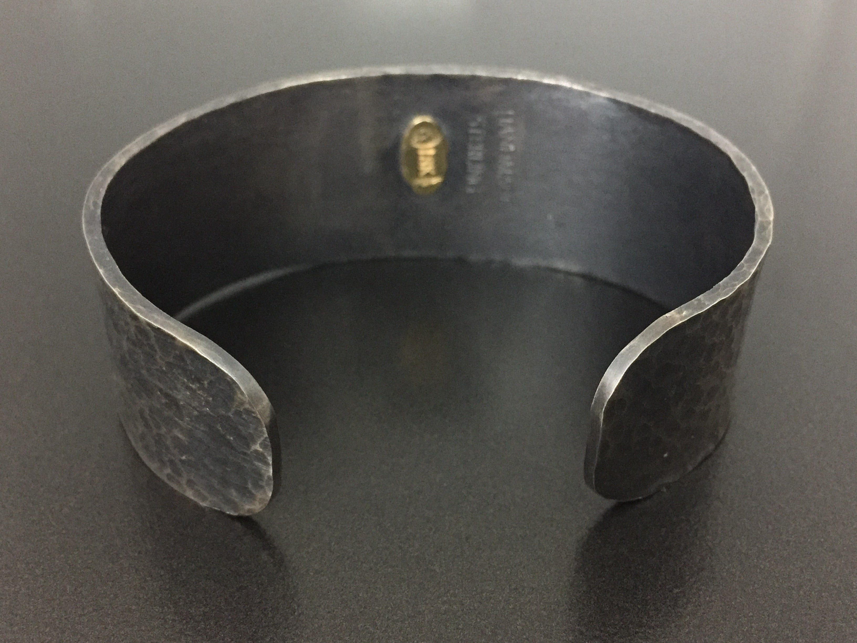 Southwestern Native Style 18K Gold Sterling Silver Handmade Hammer Bracelet Cuff