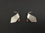 Abstract Modernist 18K Gold Coral Handmade Sterling Silver Earrings